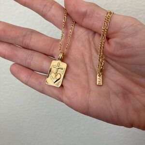 New Vanessa Mooney Gold heart cross charm gold Pendant Necklace